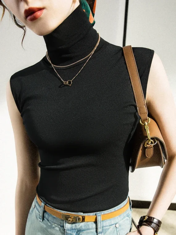 Flexelevate Women's Slim Turtleneck Basic Tank Top