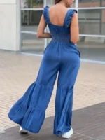 FlexElevate Women's Solid Elegant Flare Pants Jumpsuit