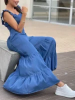 FlexElevate Women's Solid Elegant Flare Pants Jumpsuit