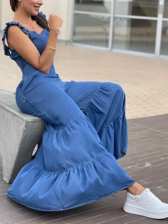 FlexElevate Women's Solid Elegant Flare Pants Jumpsuit