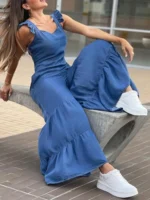 FlexElevate Women's Solid Elegant Flare Pants Jumpsuit