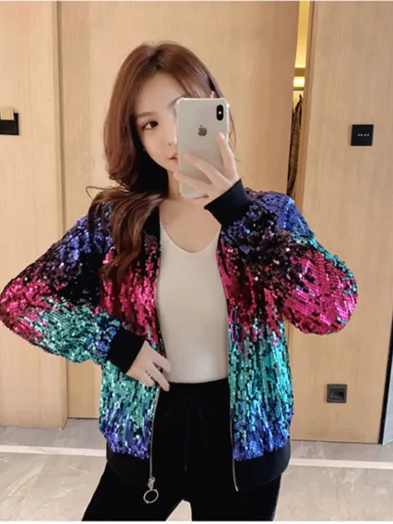 FlexElevate Glittering Sequins Embroidery Long-sleeved Loose Cardigan