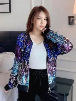 FlexElevate Glittering Sequins Embroidery Long-sleeved Loose Cardigan