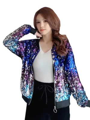 FlexElevate Glittering Sequins Embroidery Long-sleeved Loose Cardigan