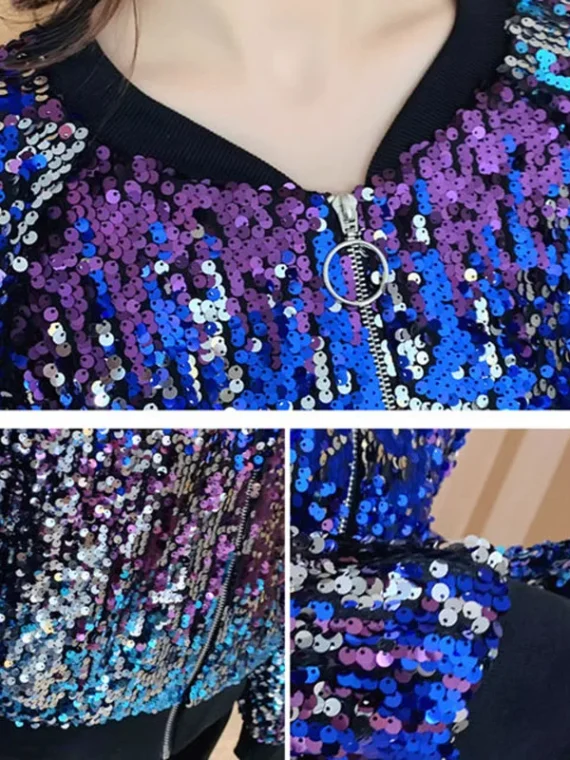 FlexElevate Glittering Sequins Embroidery Long-sleeved Loose Cardigan