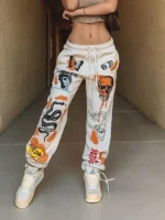 Flexelevate Y2K Harajuku Cartoon Skull Printed Sweatpants