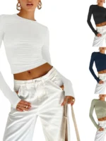 Flexelevate Long Sleeve Crop Top with Thumb Holes