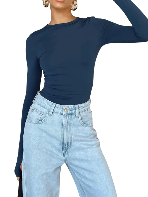 Flexelevate Long Sleeve Crop Top with Thumb Holes