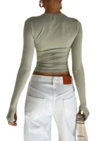 Flexelevate Long Sleeve Crop Top with Thumb Holes
