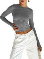 Flexelevate Long Sleeve Crop Top with Thumb Holes
