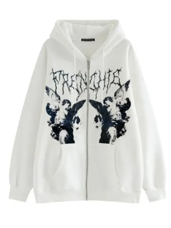 FlexElevate Vintage Angel Print Hoodie