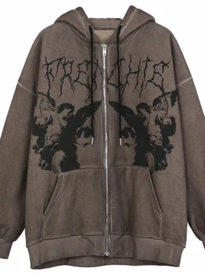 FlexElevate Vintage Angel Print Hoodie