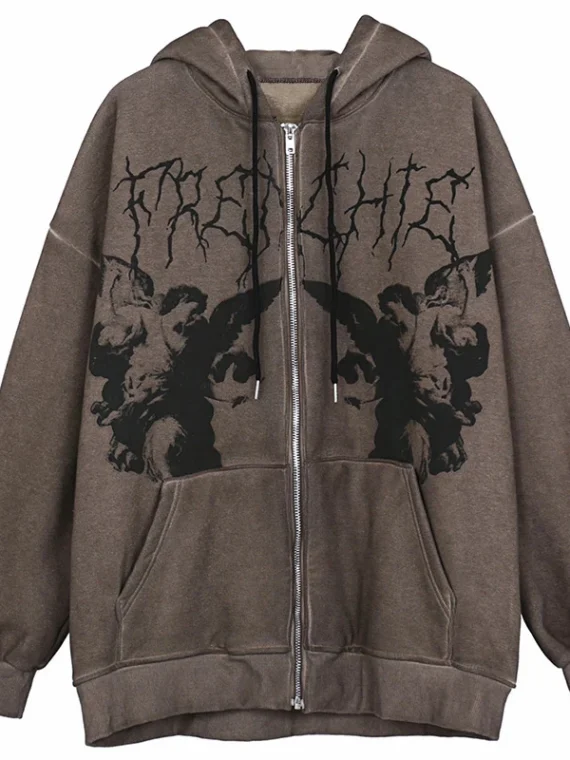 FlexElevate Vintage Angel Print Hoodie