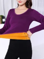 FlexElevate Winter Velvet Thermal O-Neck Long Sleeve Top