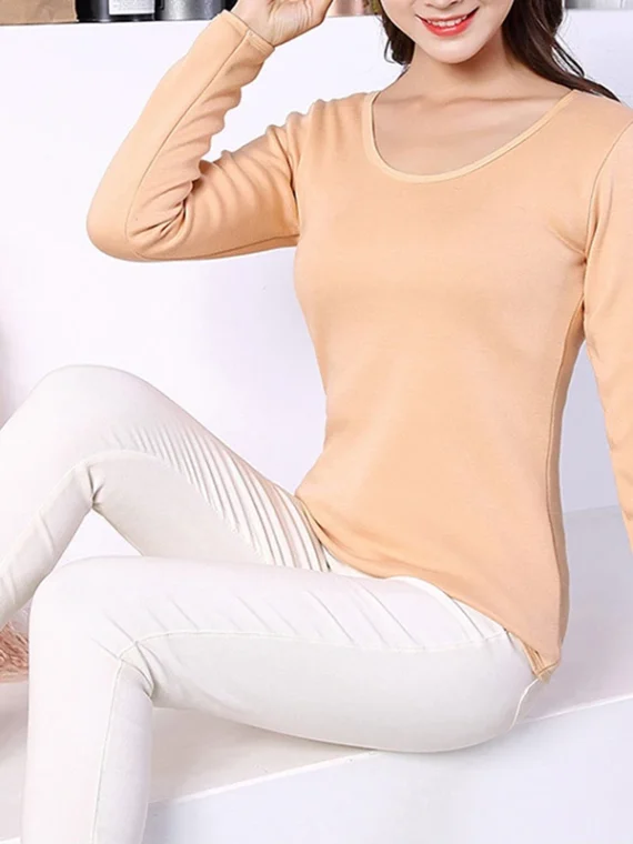 FlexElevate Winter Velvet Thermal O-Neck Long Sleeve Top