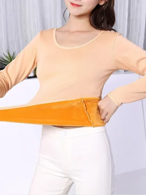 FlexElevate Winter Velvet Thermal O-Neck Long Sleeve Top