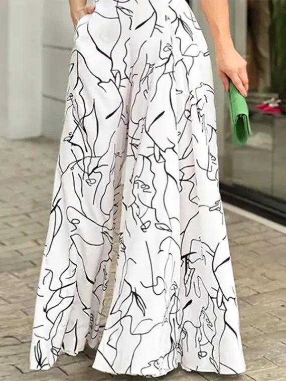 FlexElevate Women's Short Sleeve Printed French Jumpsuit