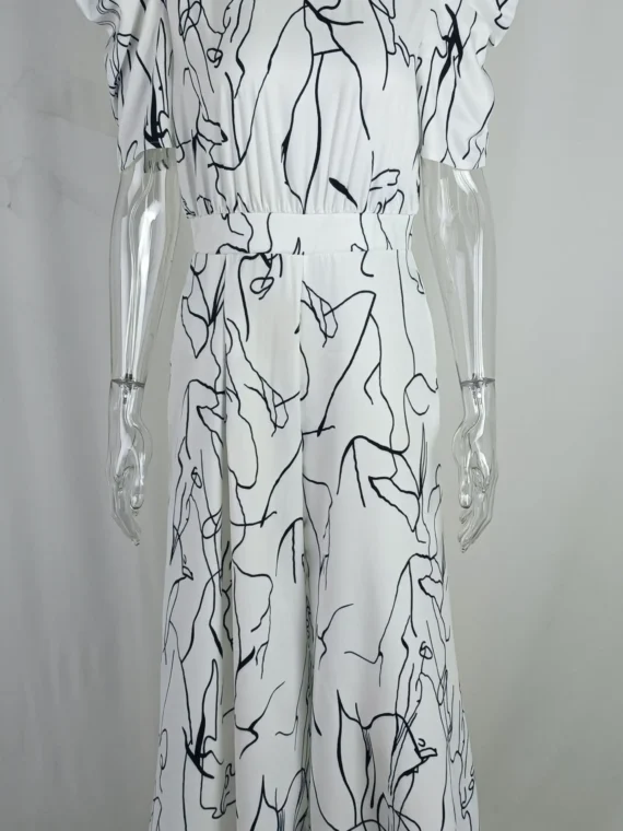 FlexElevate Women's Short Sleeve Printed French Jumpsuit