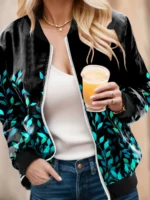 FlexElevate Women's Casual Lightweight Blue Zip-Up Jacket