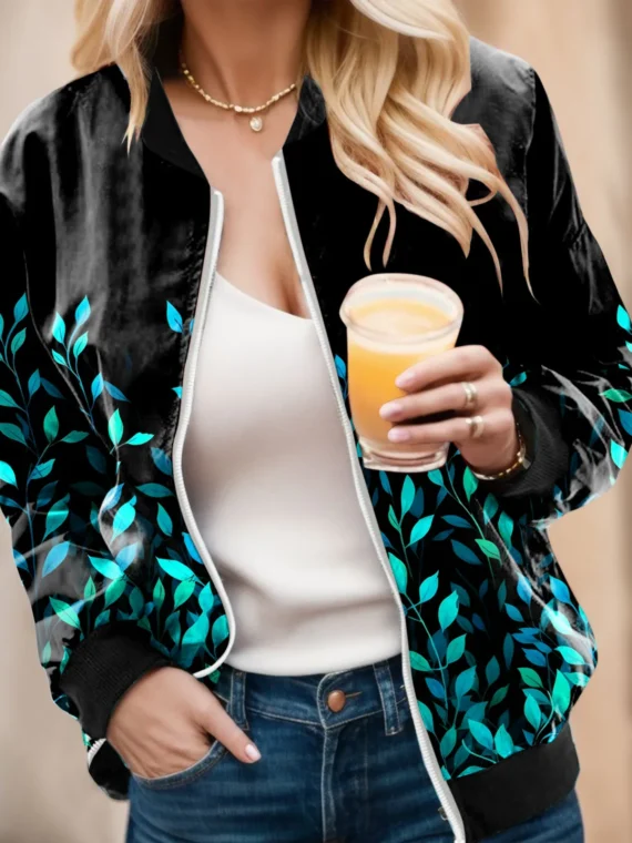 FlexElevate Women's Casual Lightweight Blue Zip-Up Jacket