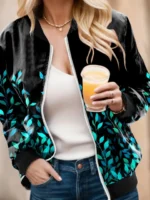 FlexElevate Women's Casual Lightweight Blue Zip-Up Jacket