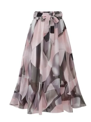 Womens-Plain-Knee-Length-Ladies-Soft-Stretch-Flared-Printed-Skater-Midi-Skirt-1