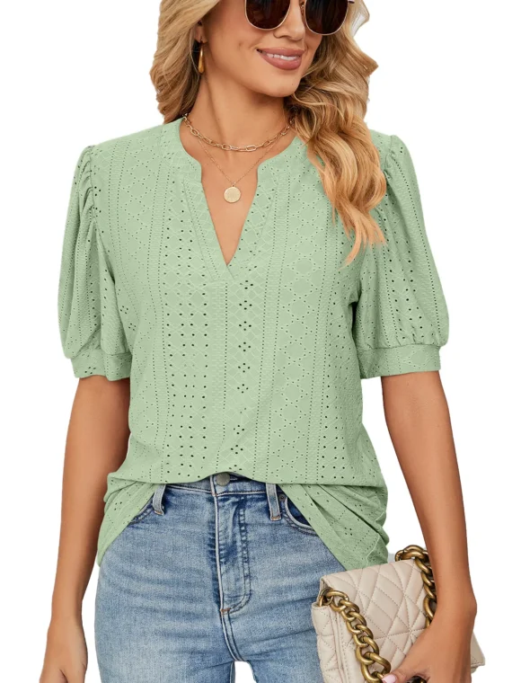 FlexElevate Women's V-Neck Ruffle Sleeve Blouse