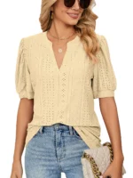 FlexElevate Women's V-Neck Ruffle Sleeve Blouse