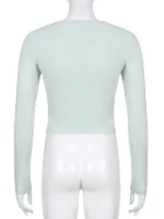 FlexElevate Y2K Lace Trim Knitted Long Sleeve Crop Top