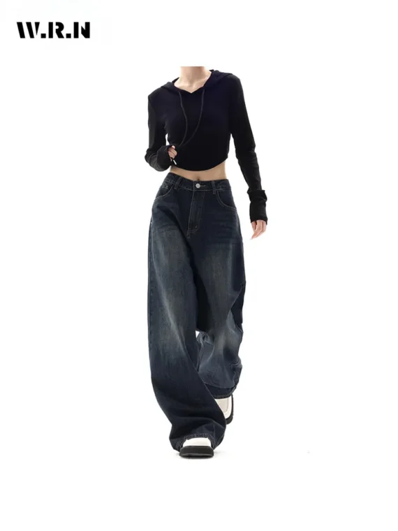 FlexElevate Y2K Vintage High Waist Loose Jeans