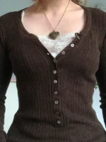 FlexElevate Y2K Lace Button T-Shirt