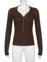 FlexElevate Y2K Lace Button T-Shirt