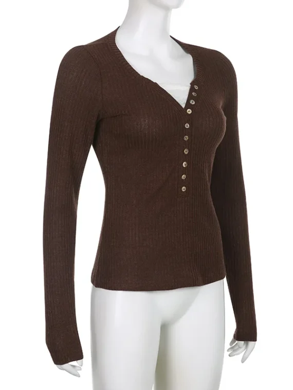 FlexElevate Y2K Lace Button T-Shirt