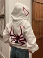 FlexElevate Y2K Spider Print Zip-Up Hoodie