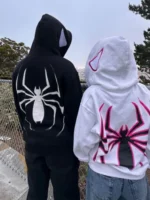 FlexElevate Y2K Spider Print Zip-Up Hoodie