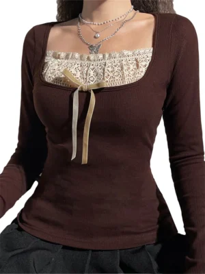 FlexElevate Y2K Bowknot Knitted Tops