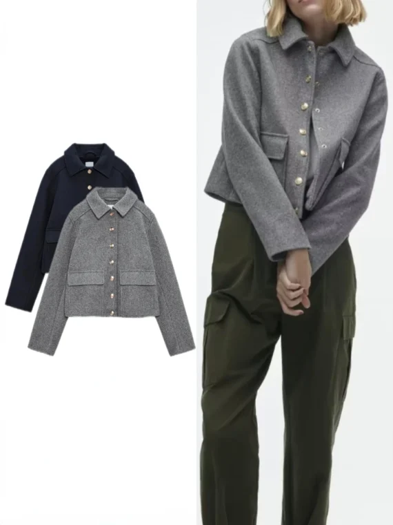 FlexElevate Woolen Button-Up Jacket