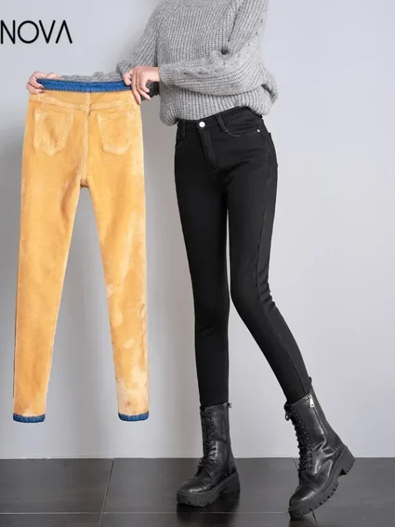 FlexElevate Women's Winter Velvet Jeans