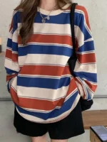 FlexElevate Autumn Striped Oversized Sweatshirt