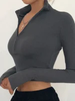 FlexElevate Solid Color Turtleneck Crop Top