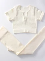 Flexelevate Women White Yoga Set Seamless Workout Clothes