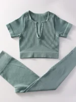 Flexelevate Women Blue Yoga Set Seamless Workout Clothes