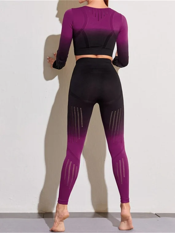 Flexelevate 2Pcs Seamless Gradient Color Yoga Set