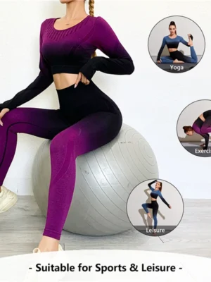 Flexelevate 2Pcs Seamless Gradient Color Yoga Set