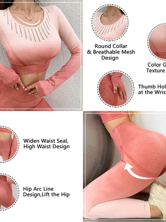 Flexelevate 2Pcs Seamless Gradient Color Yoga Set