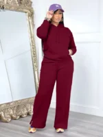 Flexelevate Women's Red Fleece Sweatsuit 2 Two Piece Sets