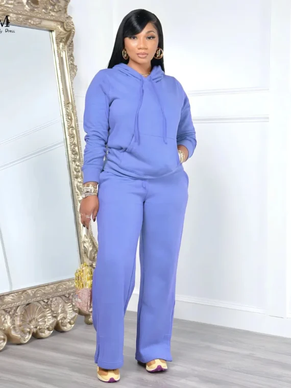 Flexelevate Women's Purple Fleece Sweatsuit 2 Two Piece Sets