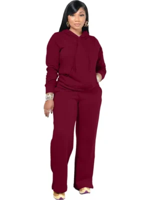 Flexelevate Women's Red Fleece Sweatsuit 2 Two Piece Sets