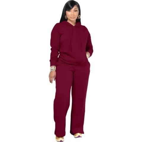 Flexelevate Women's Red Fleece Sweatsuit 2 Two Piece Sets