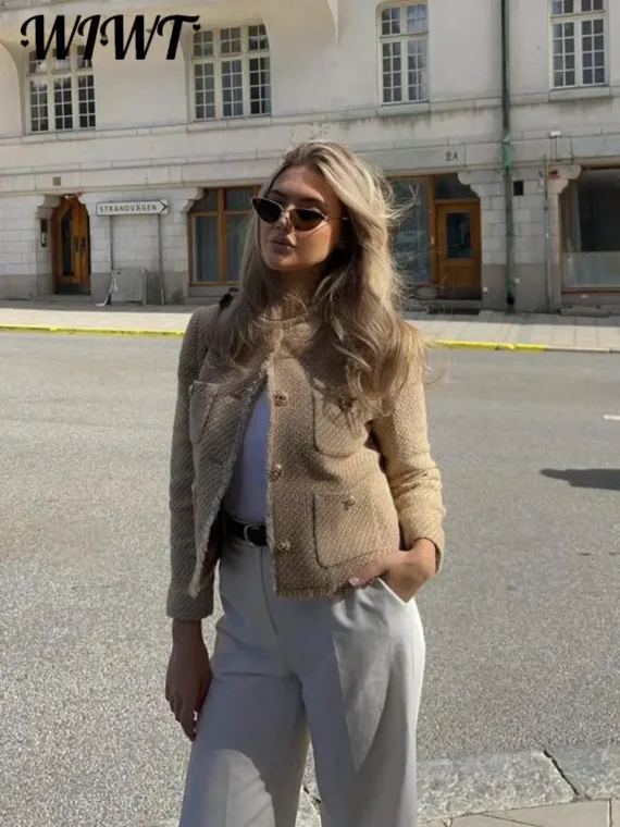 Flexelevate Elegant Khaki Tweed Jacket